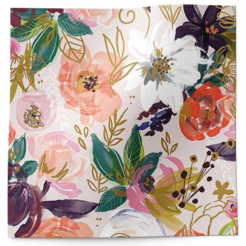Twig &amp; Twine Printed Tissue Paper — Delicate watercolor floral illustrations with peach roses and greenery on white