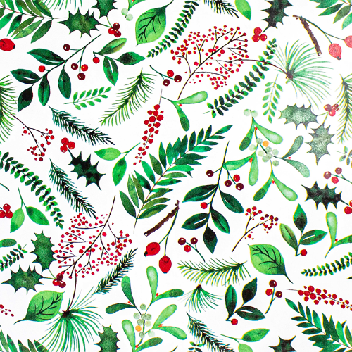 Watercolor Holly Gift Wrap Paper — festive Watercolor Holly holiday wrapping paper design