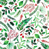 Watercolor Holly Gift Wrap Paper