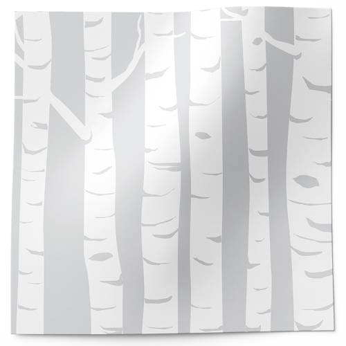 White Birch Printed Tissue Paper — Vertical white birch tree trunk silhouettes in white and gray on light background