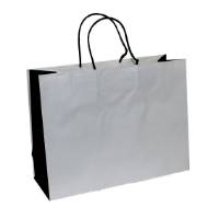 White/Black J-Cut Shopping Bag with Twisted Paper Handle