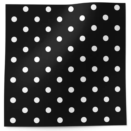 White Dots on Black Printed Tissue Paper — White polka dots evenly scattered on solid black background