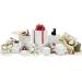 White gloss one-piece gift boxes in assorted sizes with gifts and ribbon — glossy white finish
