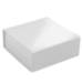 Square white magnetic gift box shown closed — rigid collapsible box in shiny white gloss laminate with front snap-flap seam