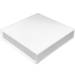 Shallow white magnetic box — wide low-profile square rigid box shown closed, smooth white gloss finish with slim magnetic flap lid