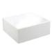 White gloss square magnetic box shown closed — rigid fold-flat gift box with reflective white laminate lid and hidden magnets