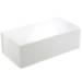 Long low white magnetic box — slim rectangular rigid gift box shown closed, glossy white laminate with magnetic flap edge seam