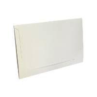 White Ice gift card folder 5" x 3 3/8" x 1/8" — slim tuck-close sleeve, solid glossy white, holds a standard gift card