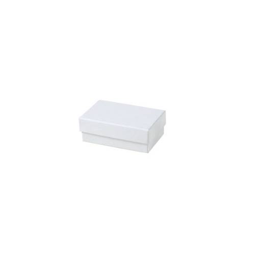 White gloss cotton-filled jewelry box 2 1/2" x 1 1/2" x 7/8" — two-piece lid and base for rings and earrings