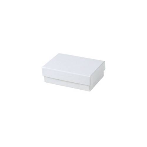 White gloss cotton-filled jewelry box 3 1/16" x 2 1/8" x 1" — two-piece lid and base for earrings and small pendants