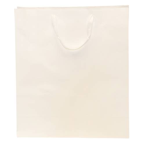 White kraft paper Brooklyn shopping bag with flat twill handles and side gussets