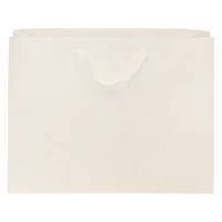 White kraft paper Brooklyn shopping bag with flat twill handles and wide gusset