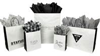 White Kraft with Black Gusset Fold Over J-Cut Shopping Bag (Vogue) 