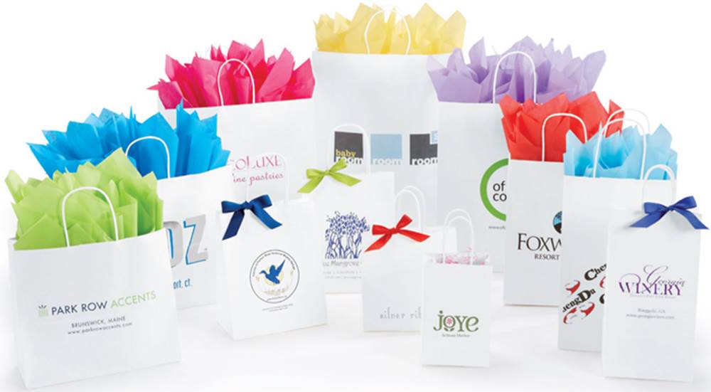 Custom Full Print Gift Bag with Tissue Paper for Shopping