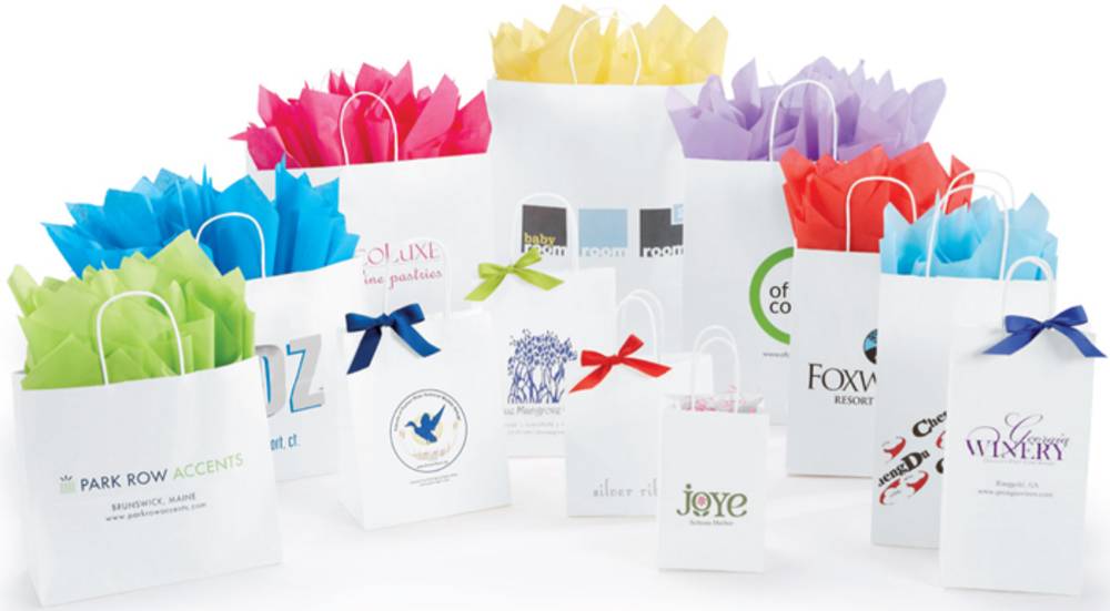 Custom Printed Paper Shopping Bags | White Kraft Paper Bags | Ink ...