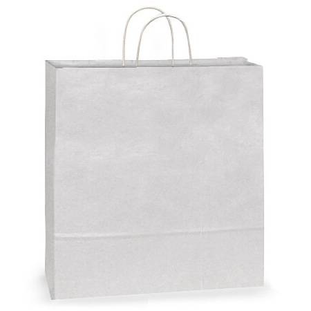 Large plain white kraft paper shopping bag with twisted paper handles, solid white finish