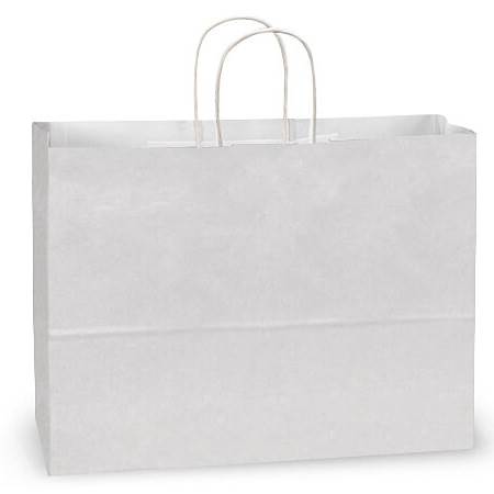 250 PCS High Glossy White Vogue Kraft Paper Retail Shopping Shopper Gift Bags 