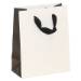 white kraft paper shopping bags with black gusset and black flat twill handles