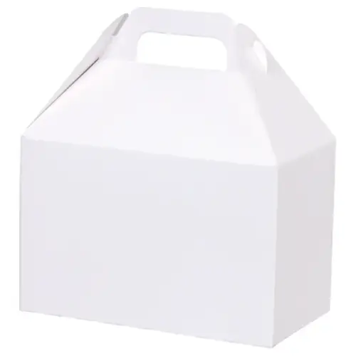 White large gable box — solid white finish, die-cut top carry handle
