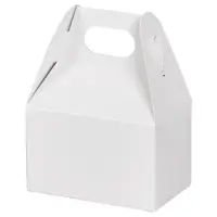 White mini gable box — solid white finish, die-cut top carry handle