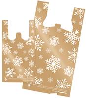 White Snowflakes on Kraft T-Shirt Bags (Medium)