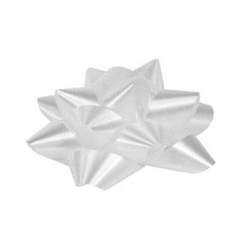 White 3 Splendorette star bow — iridescent burst of loops, 4" diameter, 200 per case