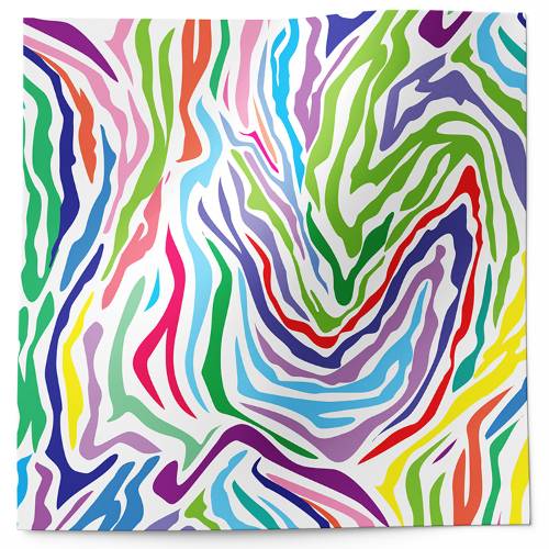 Wild Zebra Printed Tissue Paper — Colorful rainbow zebra stripe pattern in swirling abstract multicolor design