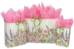 Wildflowers Paper Shopping Bags — white kraft with watercolor wildflower bouquet in pinks and purples, twisted paper handles