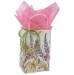 Wildflowers Paper Shopping Bags — white kraft with watercolor wildflower bouquet in pink, purple, and green, twisted handles