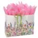 Wildflowers Paper Shopping Bags — white kraft with watercolor wildflower bouquet in pinks and purples, twisted paper handles
