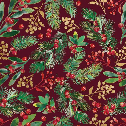 Winter Foliage Gift Wrap Paper — holiday winter foliage printed gift wrapping paper