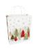 White kraft paper shopping bag with winter wonderland holiday print, twisted paper handles
