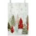 White kraft paper shopping bag with winter wonderland holiday print, twisted paper handles