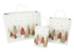 White kraft paper shopping bag with winter wonderland holiday print, twisted paper handles