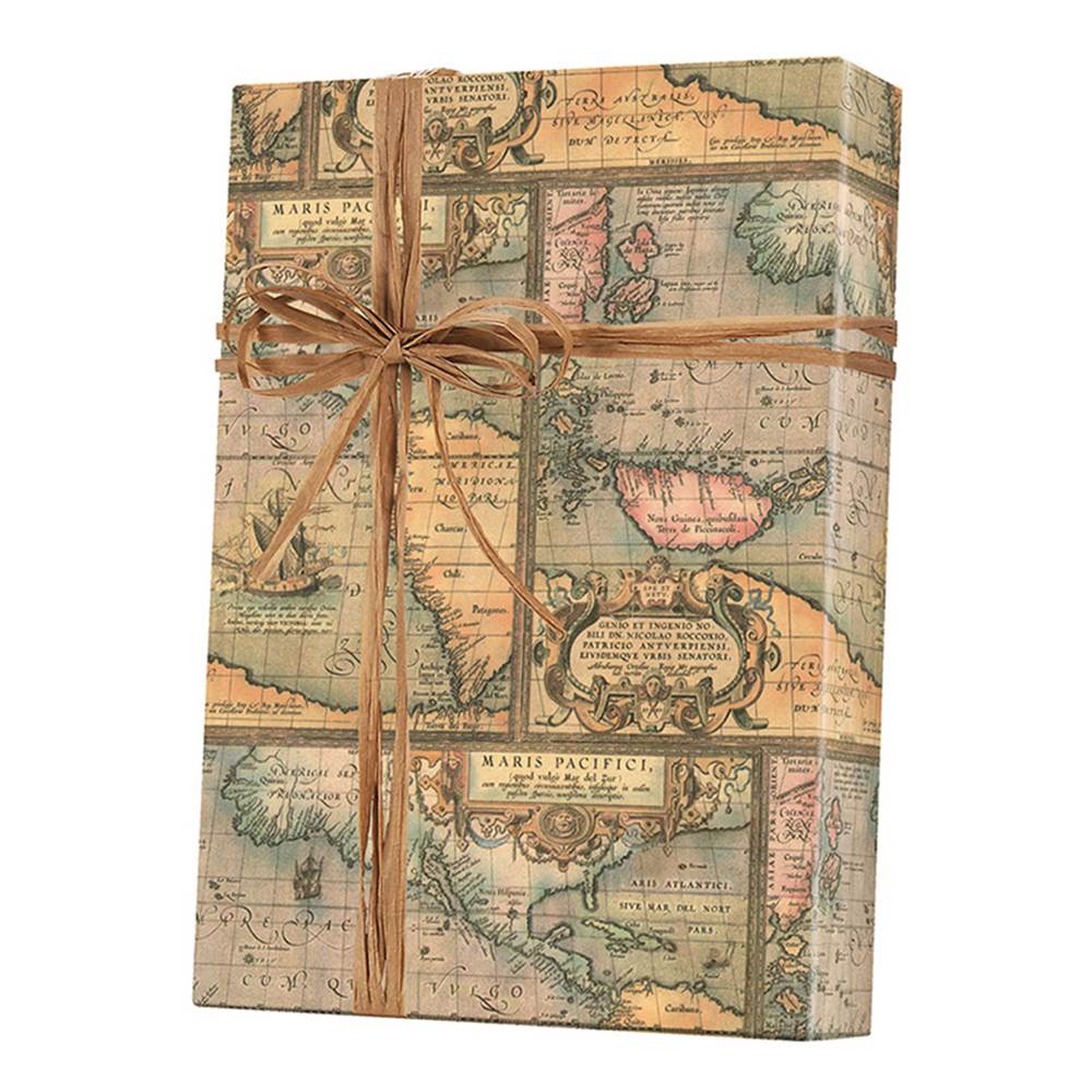 VTG ALL OCCASION WRAPPING PAPER GIFT WRAP WORLD MAP 1950 RARE