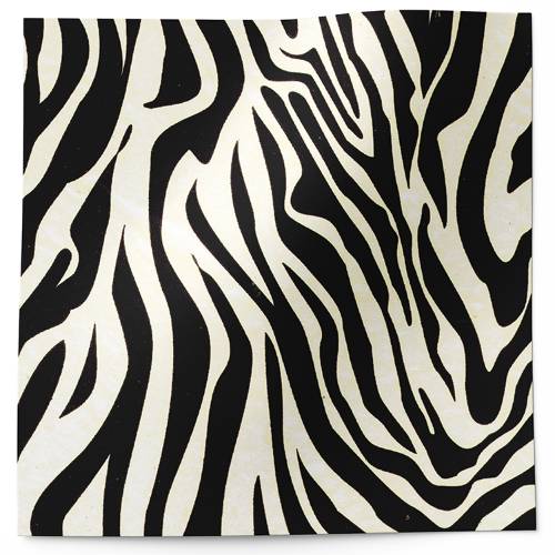 Zebra Printed Tissue Paper — Bold black and white zebra stripe pattern with irregular organic stripes