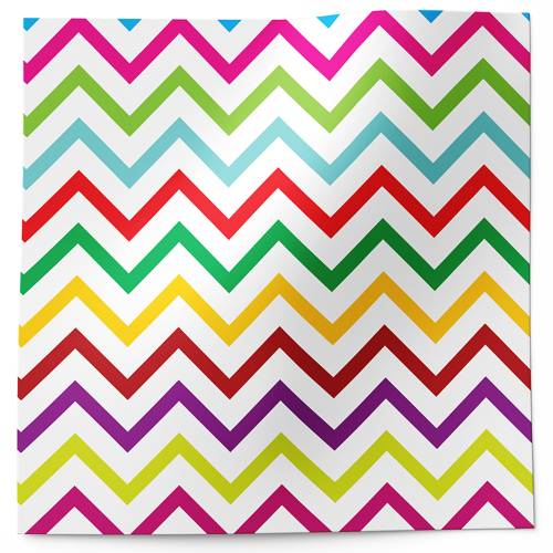 Zig Zag Printed Tissue Paper — Multicolored chevron zigzag stripes in pink, green, yellow, blue, orange on white