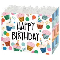 Birthday Cupcakes gift basket box — Happy Birthday cupcakes on white