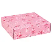 Candy Canes & Ribbons decorative mailing box — pink with candy canes and ribbons