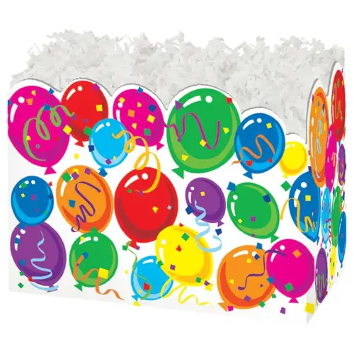 Celebrate gift basket box — colorful balloons and confetti with Celebrate