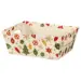 Christmas Vintage Ornaments market tray — cream tray with vintage red, green and gold Christmas ornaments and gold snowflakes, die-cut side handles