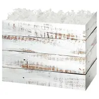 Distressed White Wood gift basket box — a whitewashed distressed wood-plank print