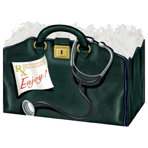Doctor's Bag gift basket box — a black doctor's-bag design with a handle illustration