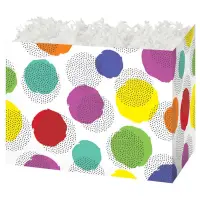 Dynamic Dots gift basket box — colorful polka dots on white
