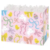 Easter Bows gift basket box — pastel Easter bows and ribbons on white
