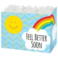 Feel Better Sunshine gift basket box — a light blue Feel Better Soon sunshine design