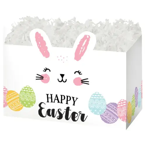 Happy Easter Bunny gift basket box — a pastel Happy Easter bunny design