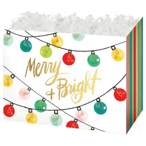 Holiday Lights gift basket box — a Merry and Bright string-lights design