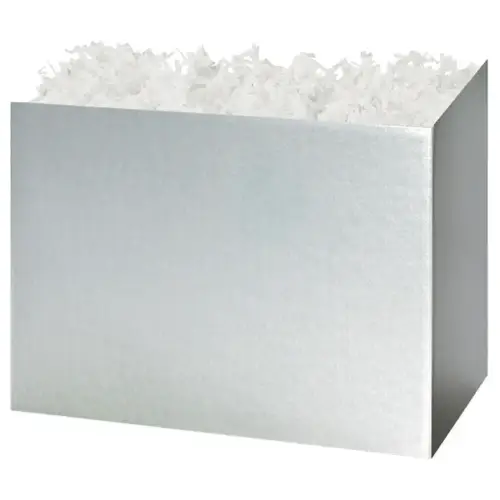 Metallic Silver gift basket box — a metallic silver finish