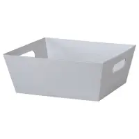 Metallic Silver market tray — metallic silver paperboard tray with an open top, die-cut side handles for gift baskets